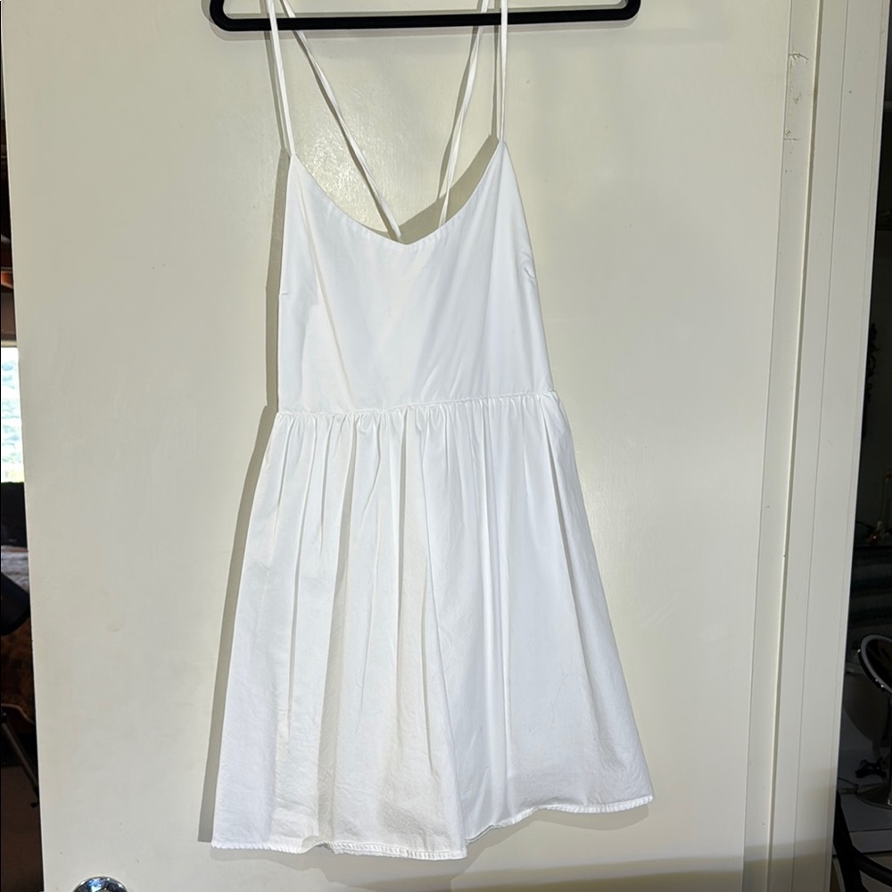 BP White Summer Cotton Mini Sundress with String Tie Back Size Large